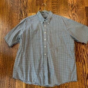 Jos. A. Bank Trad. Fit Navy and White Gingham Short Sleeve Shirt, Size XXL